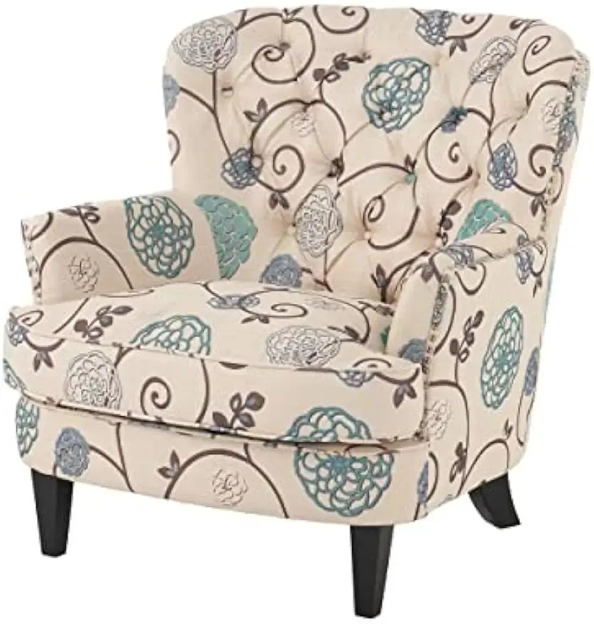 Christopher Knight Home Tafton Fabric Club Chair, White / Blue Floral