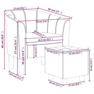 vidaXL Poltrona com apoio de pés couro artificial castanho