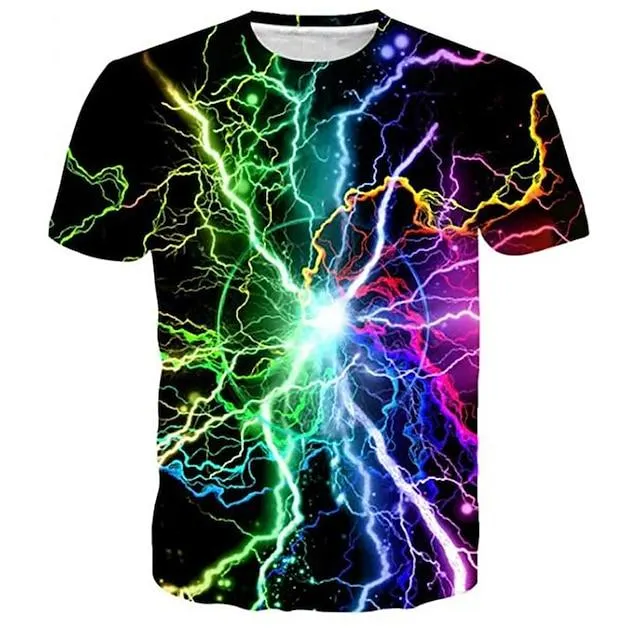 Kinderen Jongens T-shirt Korte mouw 3D-afdrukken 3D Print Ronde hals Regenboog Kinderen Tops Lente Zomer Actief Modieus Dagelijks Dagelijks Buiten Normale pasvorm 3-12 jaar