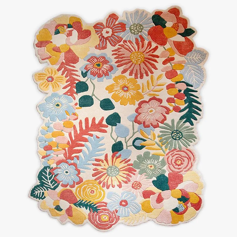 Tapete de lã flores colorido 160x230cm SPRING BLOOM