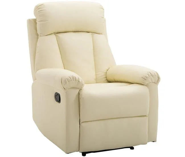 HOMCOM Poltrona relaxante reclinável Estofada em PU Cadeira lounge com apoio para os pés retráctil Encosto alto Apoios de braços e assento espessamente almofadados 80x97x107 cm Branco