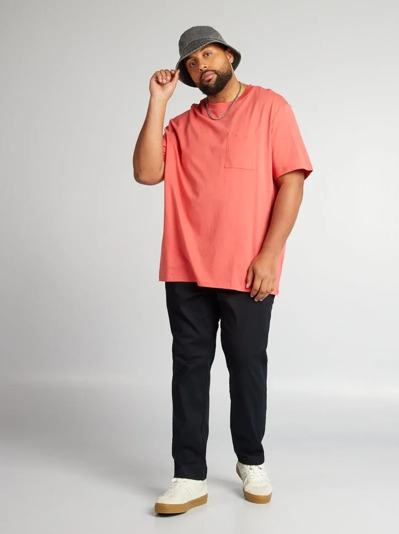 Calças chino com cintura elástica - Preto