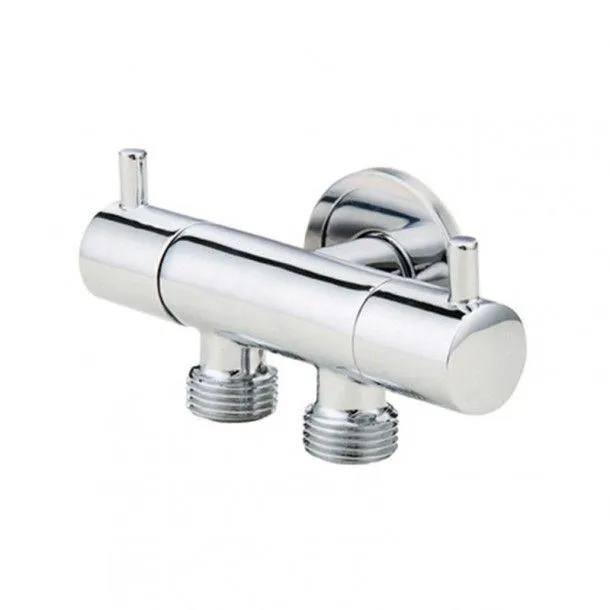 Torneira de Esquadria Dupla Horizontal 20x20x20mm Latão Cromado