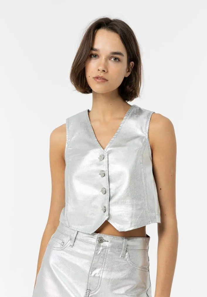 Colete Metalizado com Costuras