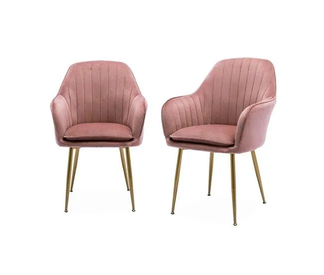 Cadeirãos de veludo com pernas de metal, set de 2, Shella veludo, Portogallo, 57x59x84.5 cm