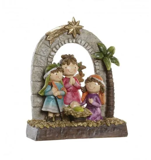 FIGURA NASCIMENTO RESINA PORTAL COLORIDO GARRIDO 13.5*8*17 - NV-184018