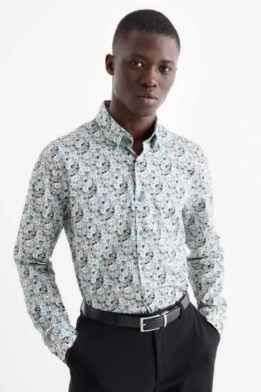 Business shirt - regular fit - button-down collar - patterned
