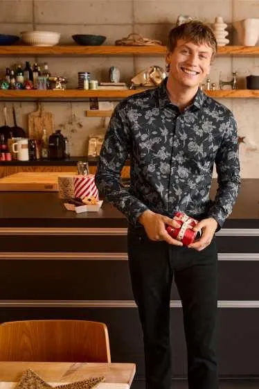 Business shirt - slim fit - kent collar - easy-iron - patterned