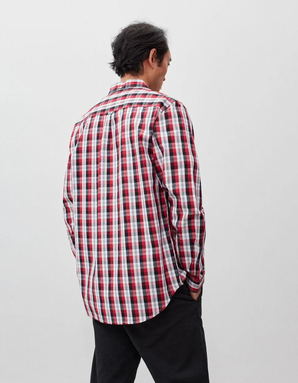 Camisa de Manga Comprida Xadrez, Homem, Vermelho