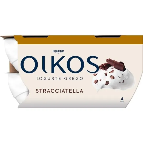 Iogurte Grego de Stracciatella Pack 4 embalagem 110 g Danone Oikos