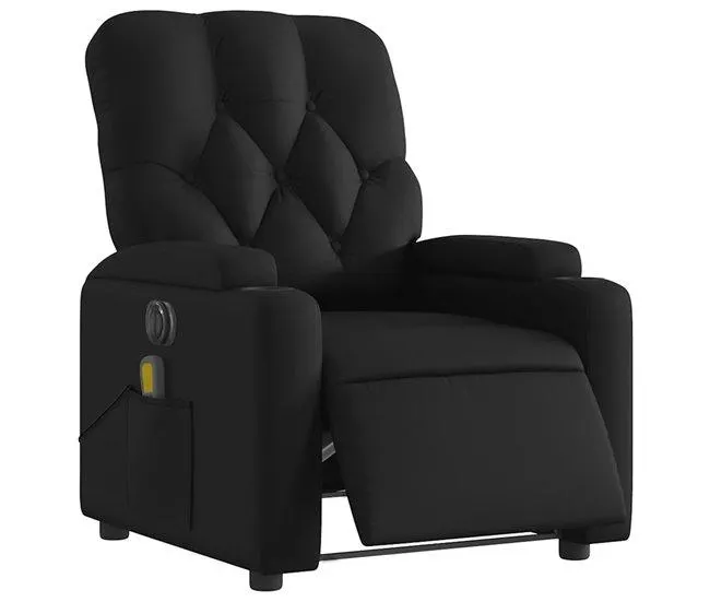 Cadeira de relaxamento TV elétrica função de massagem reclinável 6 pontos de massagem em PVC preto DEC027217