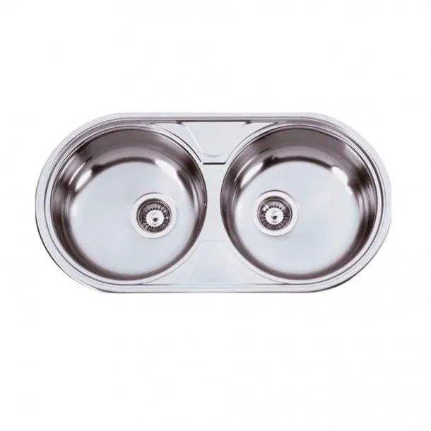 Lava-Louça Eco Reversível 2 Cubas 840x440x180mm Inox