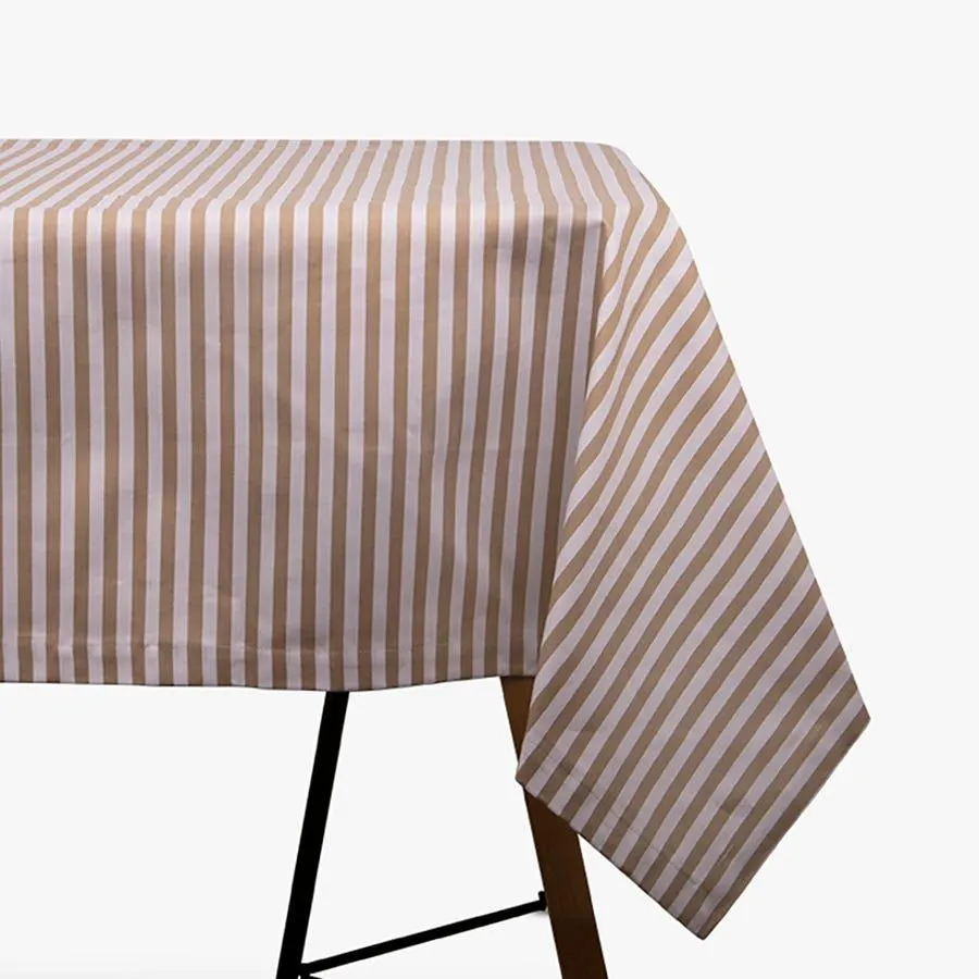 Toalha de mesa riscas bege 140x240 cm AVEIRO