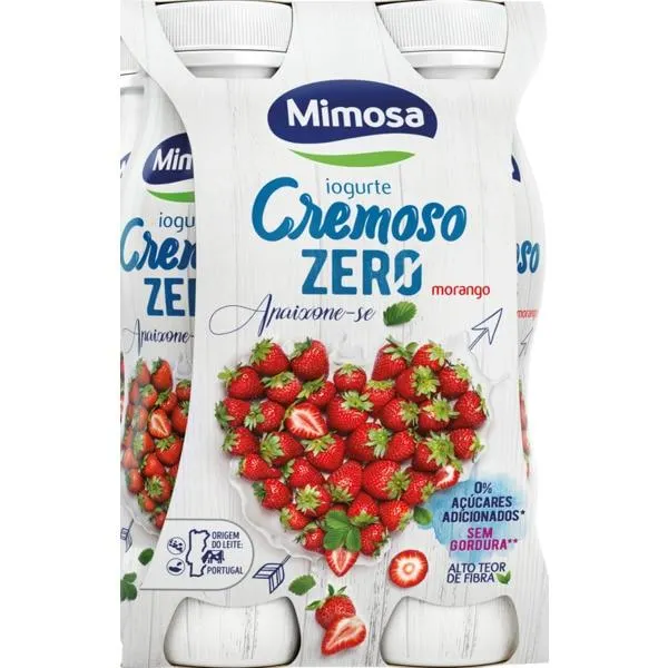 Cremoso Zero Iogurte Líquido Cremoso de Morango 0% Açúcar Pack 4