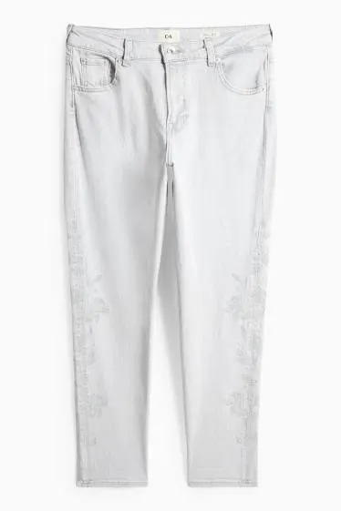 Boyfriend jeans - mid-rise waist - floral