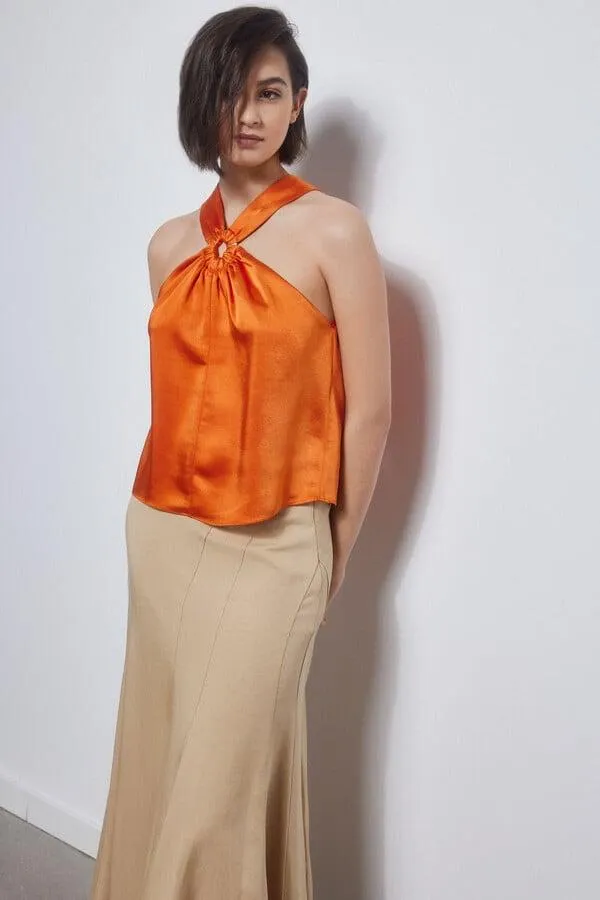 Top halter satinado
