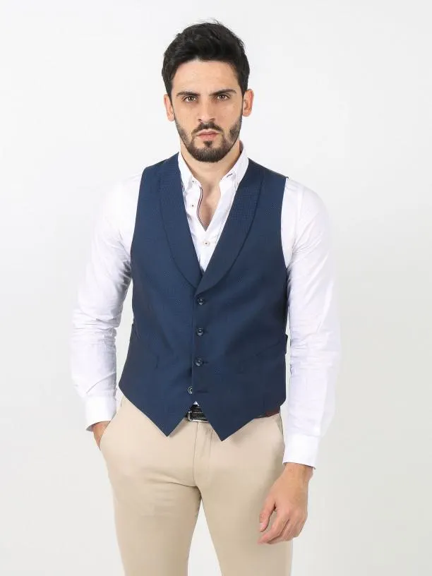 Colete com lapela e micro padrão