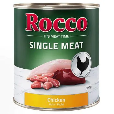 Rocco Single Meat 24 x 800 g de comida húmida em promoção: 20 + 4 grátis!