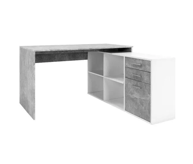 Secretária reversível com 2 gavetas, 4 prateleiras e 1 porta LONDON