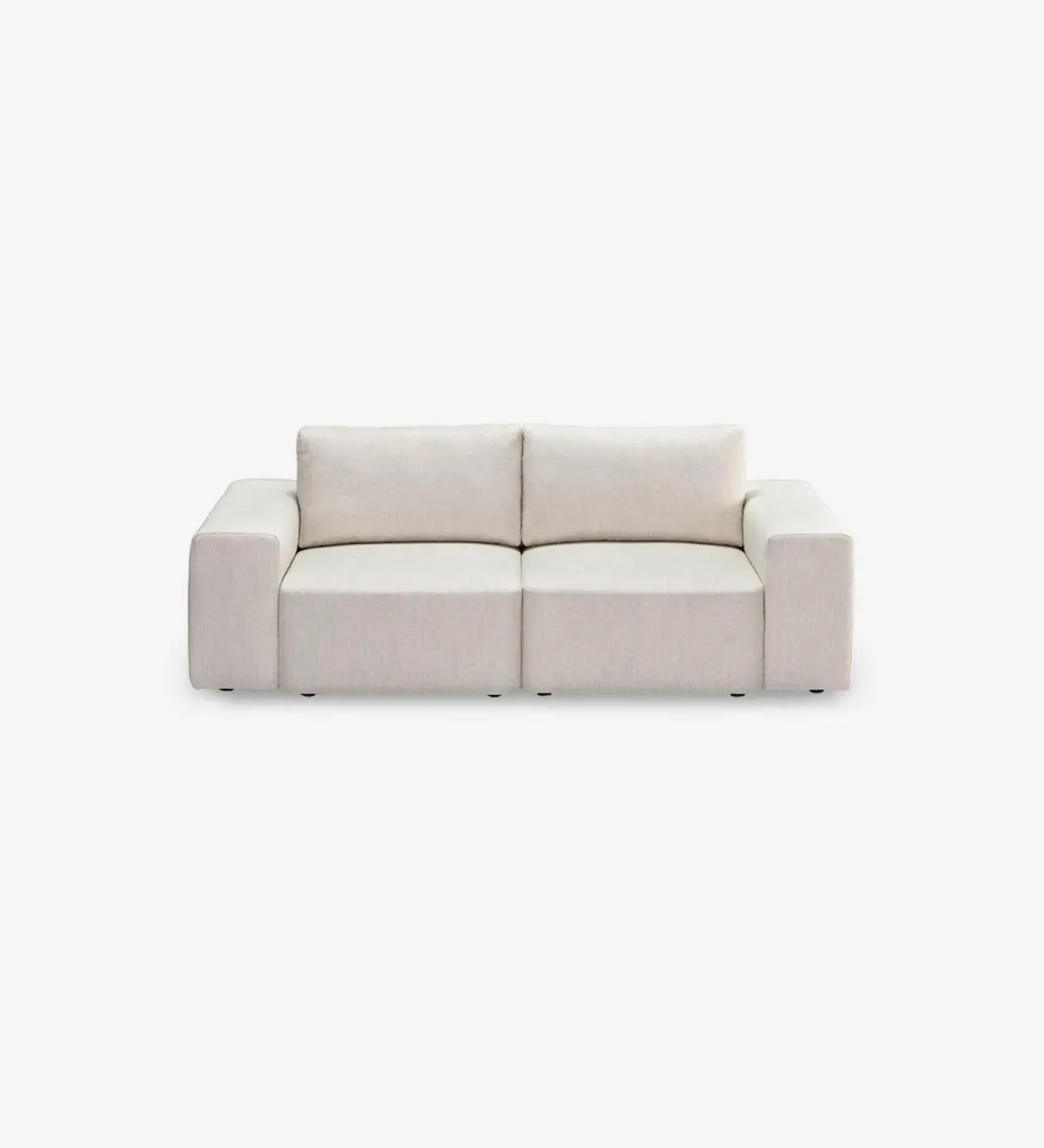 Sofá Paris 2 lugares estofado a tecido bege, 216 cm.