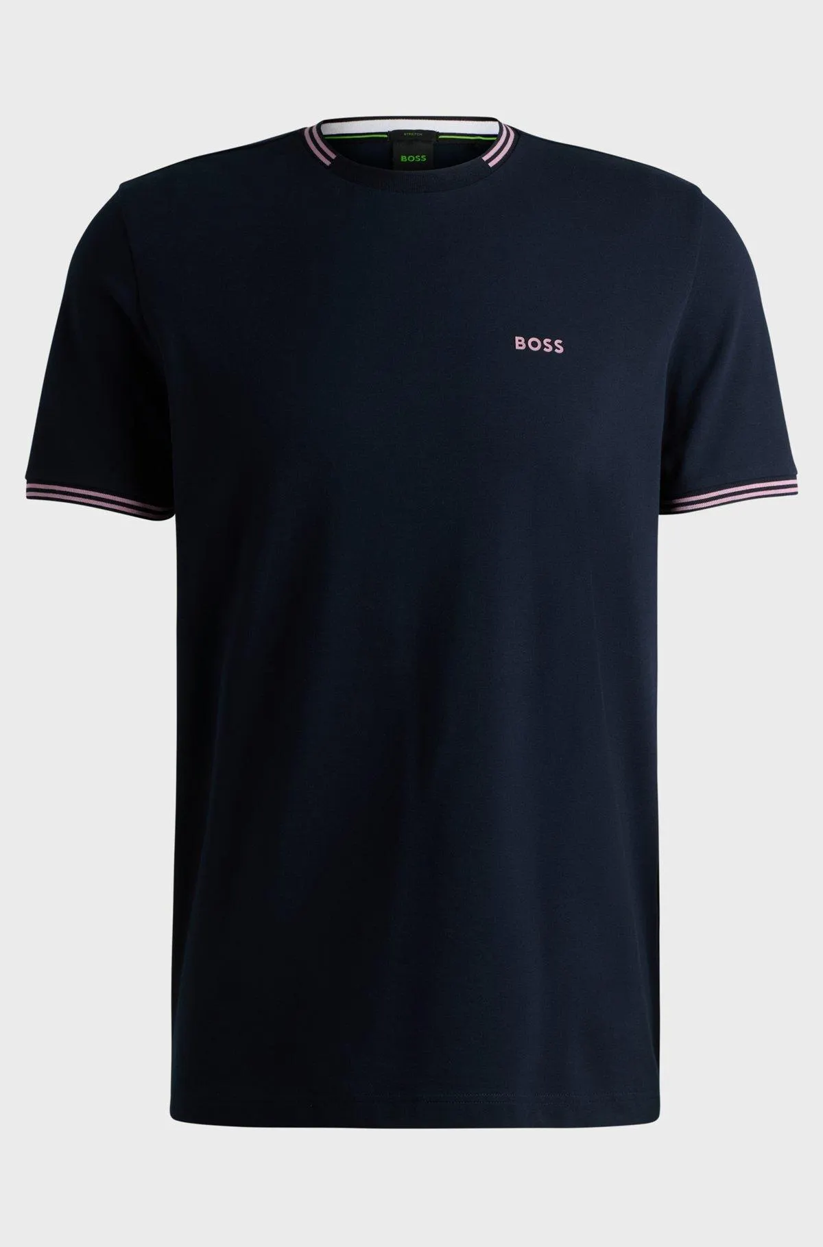 T-shirt de algodão elástico com riscas e logótipo