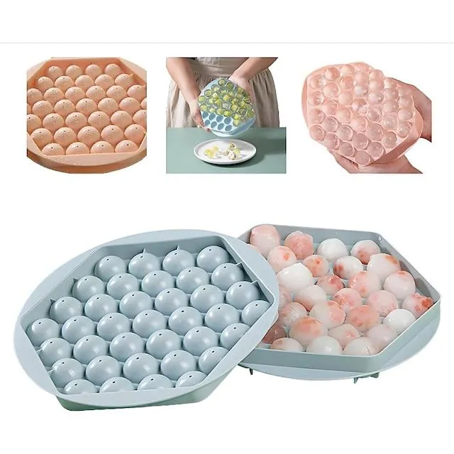 creative home ice maker-zelfgemaakt, siliconen & flexibel 33-ijsblokjesbakjes roosters ijsblokjesbakje met deksel party bar