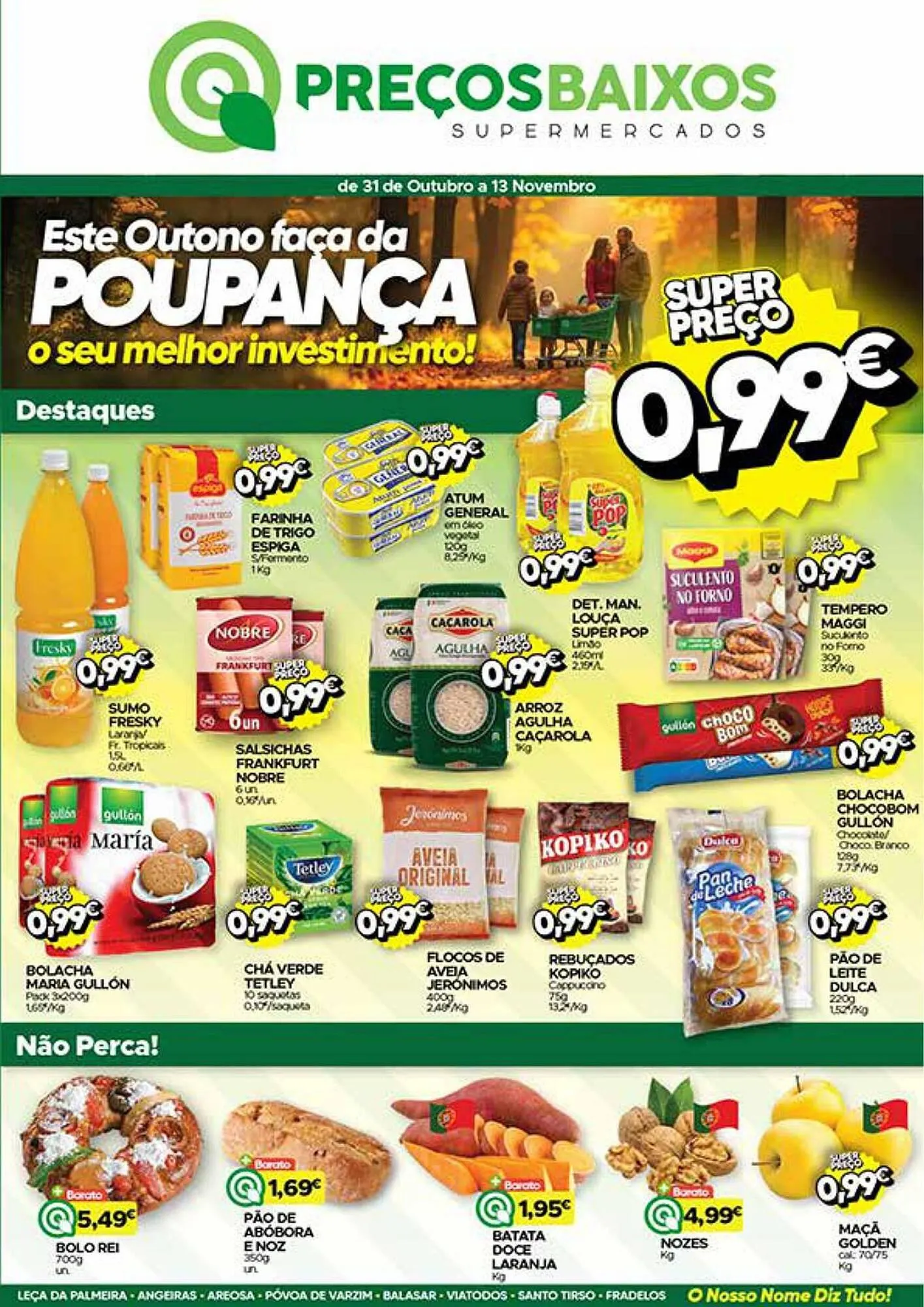 Folheto Folheto Supermercados Preços Baixos de 31 de outubro até 13 de novembro 2025 - Pagina 1