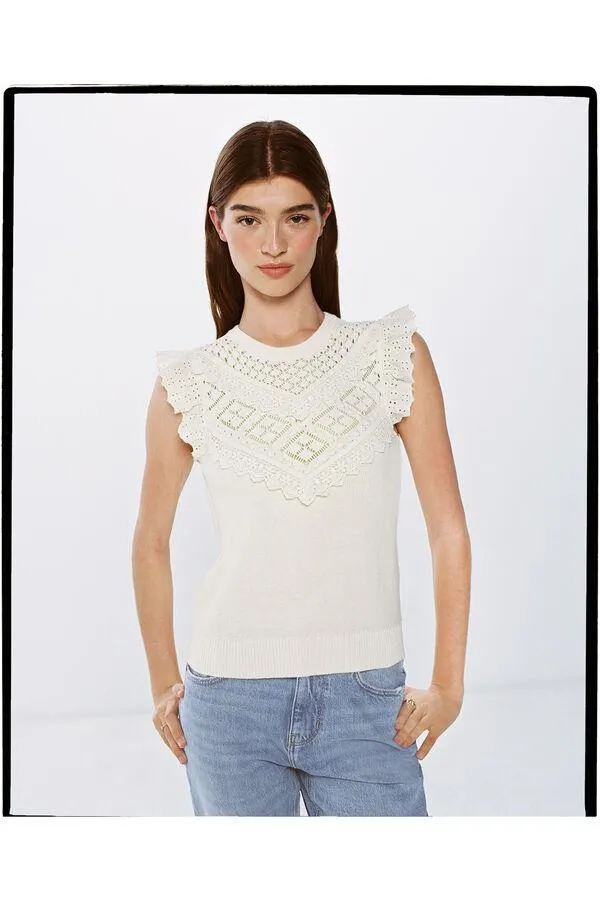 Top Punto Pointelle Volantes