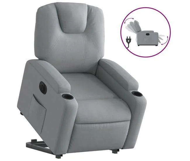Poltrona reclinável - Poltrona relax elétrica tecido cinzento-claro