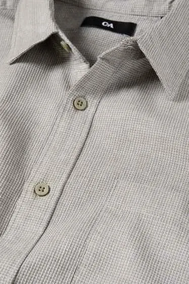Shirt - regular fit - kent collar - textured