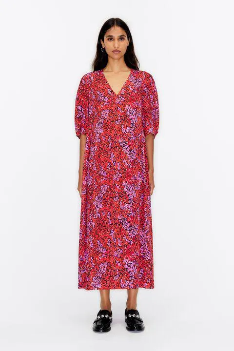 Vestido comprido reto Leomix vermelho