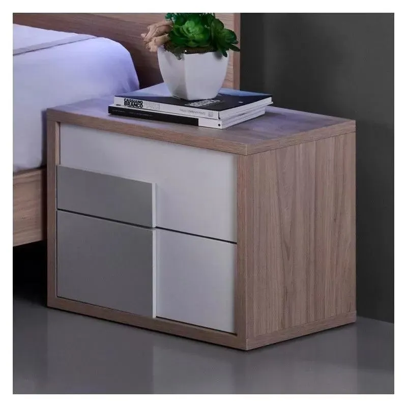 Mesa Cabeceira Premium 02 Branco/Carvalho