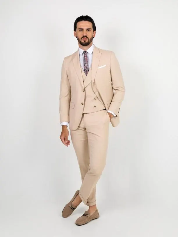 Fato liso slim fit com colete