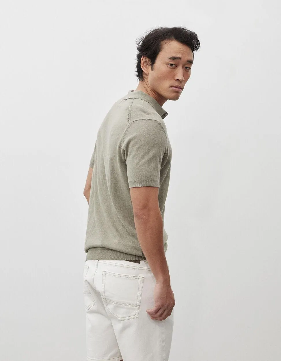 Polo de Manga Curta Malha, Homem, Verde Escuro