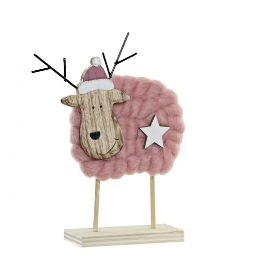 FIGURA RENA ROSA MADEIRA POLIESTER 12*4*17 - NV-184205