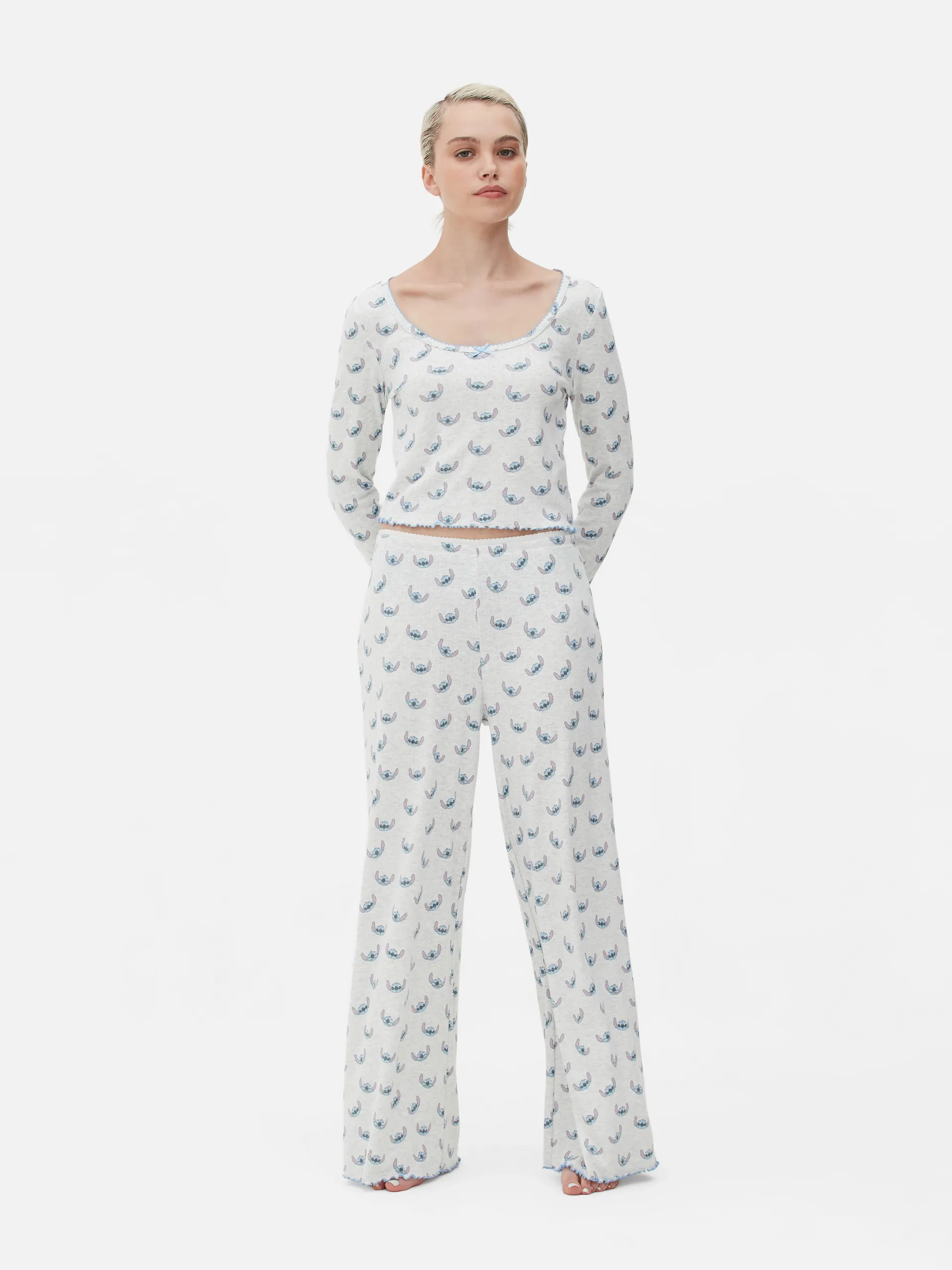 Calças pijama malha geométrica coord. Disney Stitch