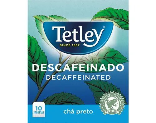 chá tetley preto descafeinado 10 saquetas
