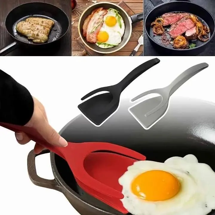 2-in-1 multifunctionele keukenaccessoires keuken gadget sets omelet spatel keuken siliconen spatel voor toast pannenkoek ei flip tang cocina keuken kookaccessoires