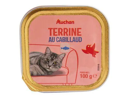 comida húmida para gato auchan terrina bacalhau 100g