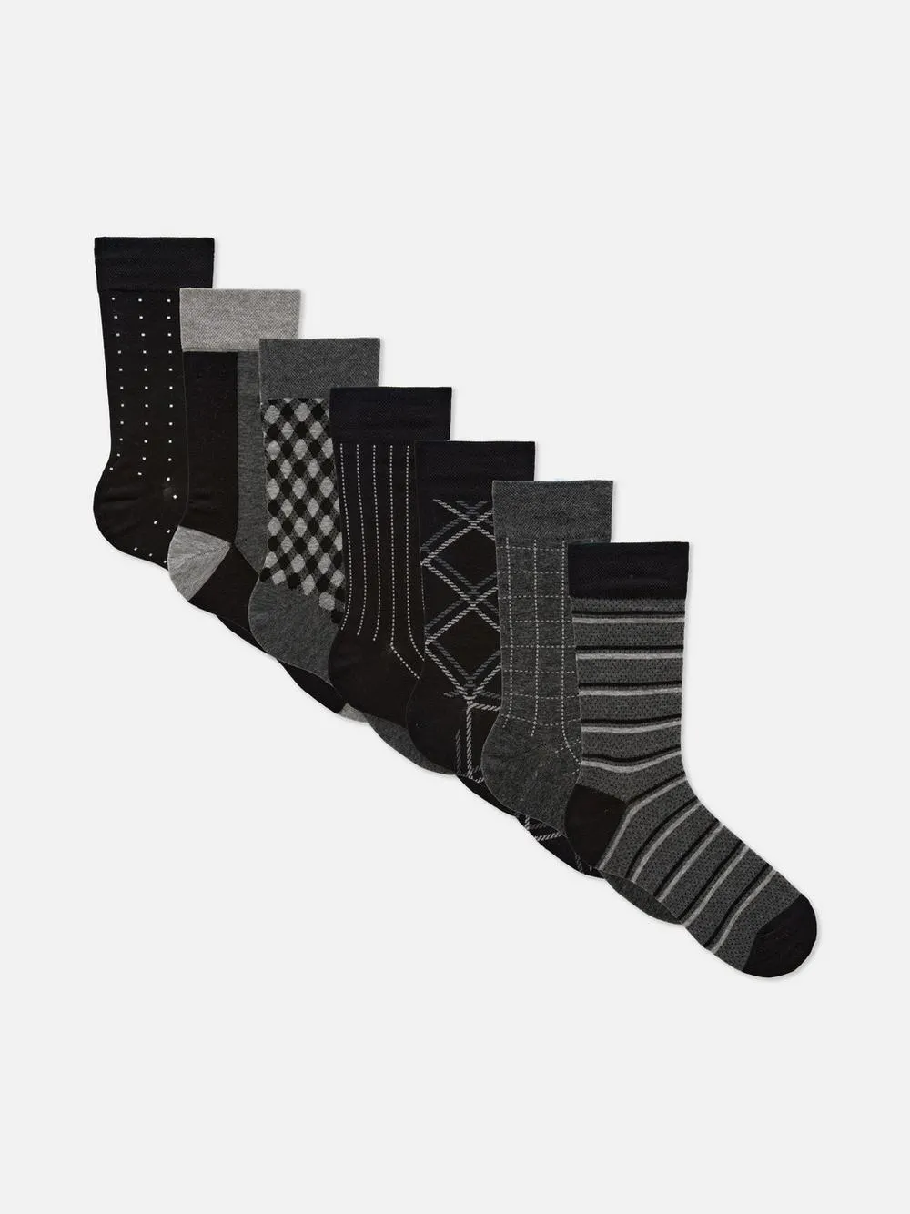 Pack 7 pares meias cano médio padrões sortidos