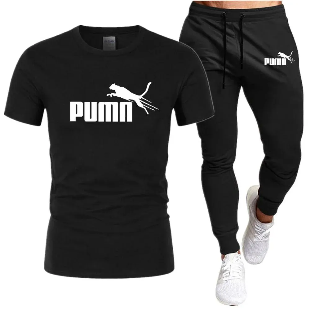 Summer Cotton T-Shirt Pants Set For Man Hot Sell Casual Fitness Jogger 2 Piece Suits New Short Sleeved Men's Tracksuit