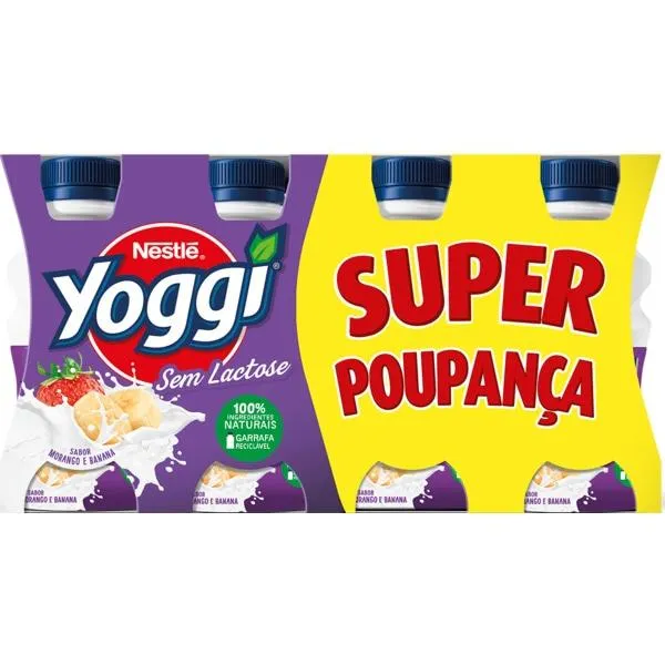 Iogurte Líquido Banana e Morango sem Lactose Pack 8 unidades