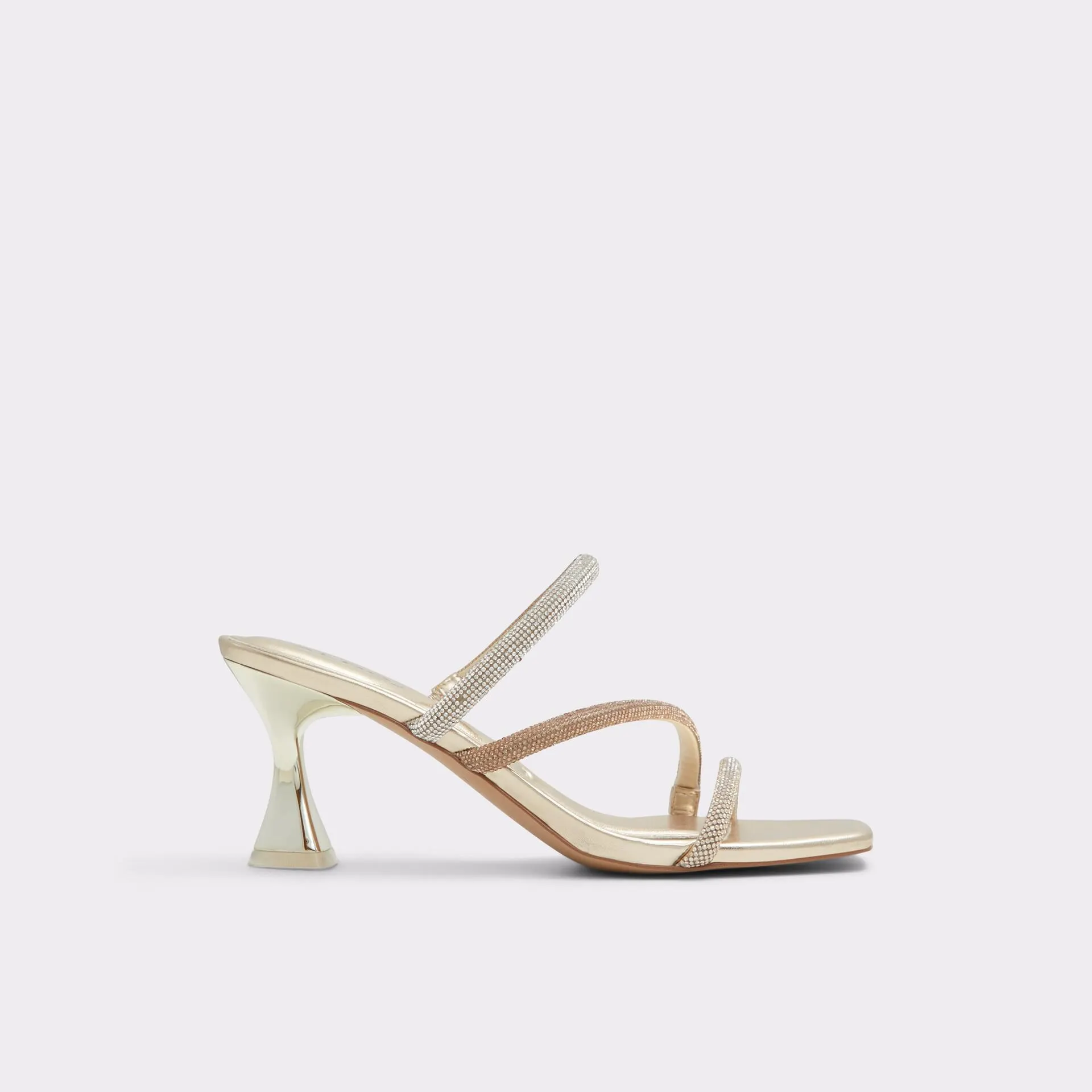 Mules em rosa dourado, salto fino - JEWELLA