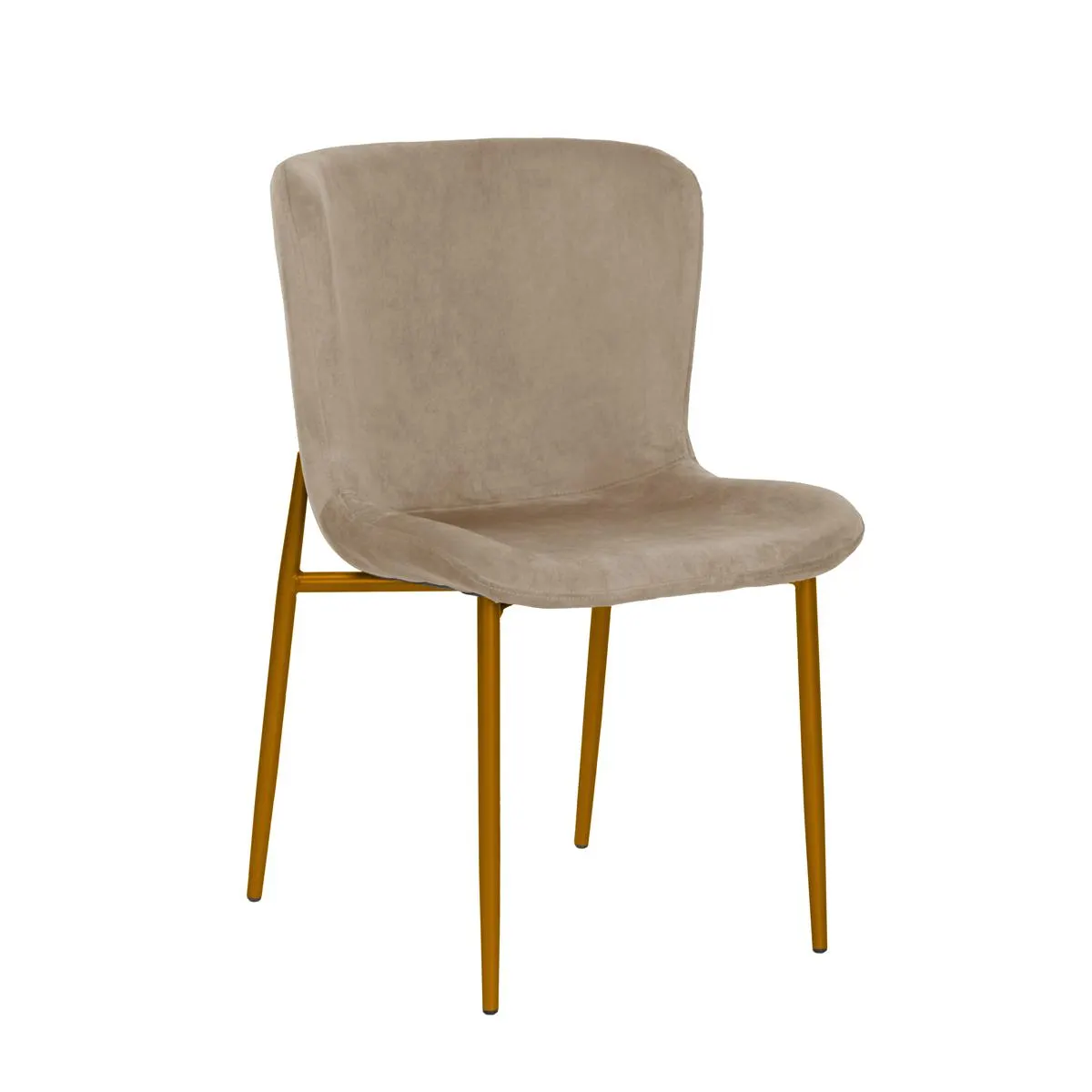 Cadeira Gio Bege Em Veludo Com Pernas De Metal