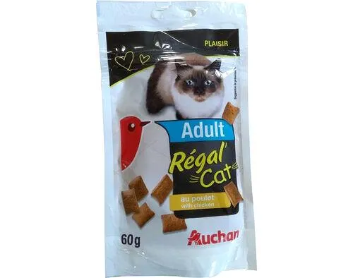 snacks para gato auchan adulto régal' cat com frango 60g