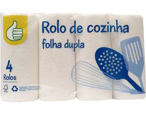 rolo cozinha polegar folha dupla 4 rolos