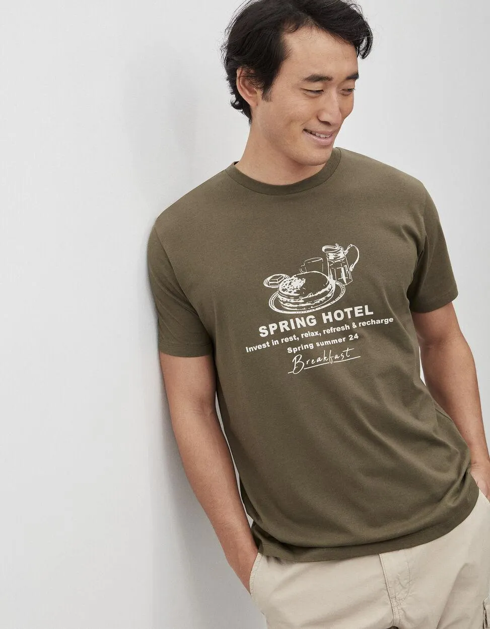 T-shirt Estampado, Homem, Verde Escuro