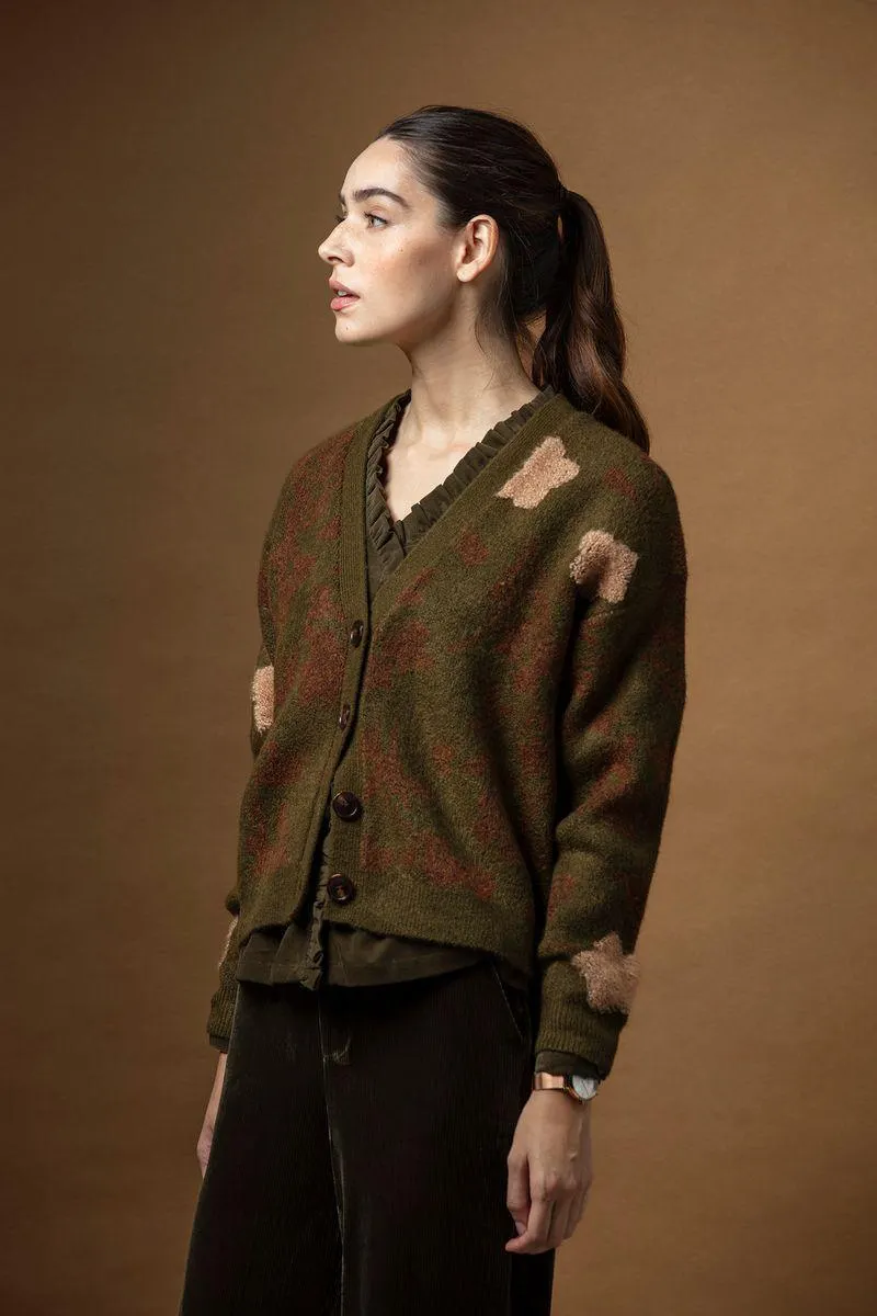 Casaco de malha floral