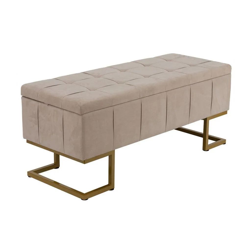 Banqueta dupla LUCE em veludo bege