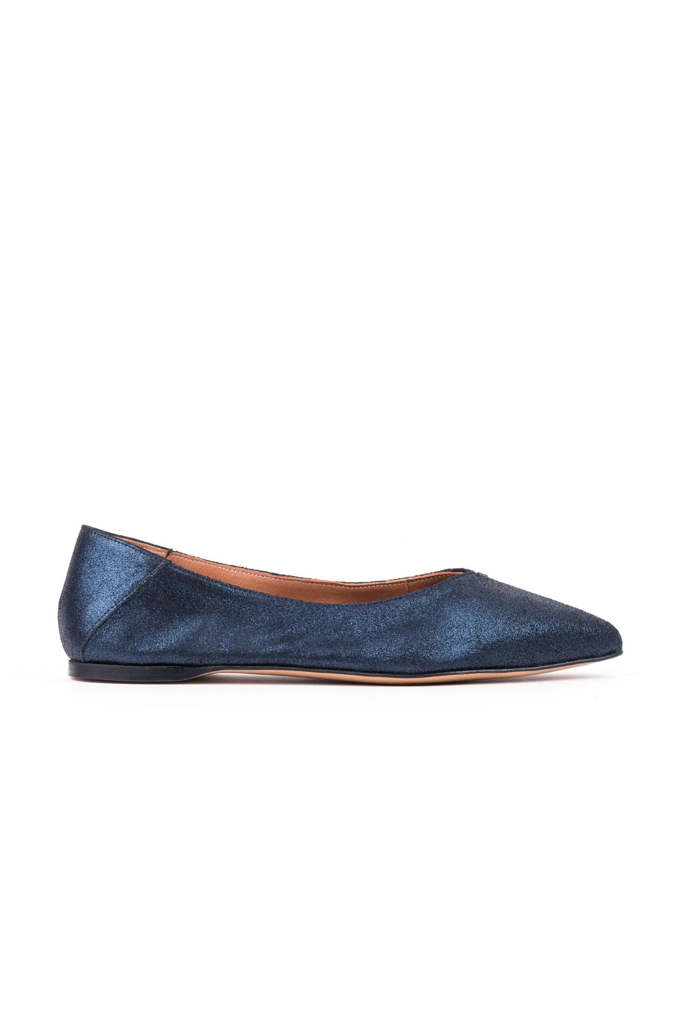 Sabrinas rasas bicudas em croute metalizada - Dark Blue